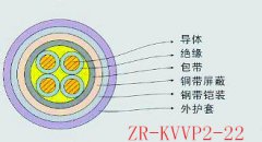 KVVP2-22銅芯聚氯乙烯絕緣聚氯乙烯護套銅帶屏蔽鋼帶鎧裝控制電纜